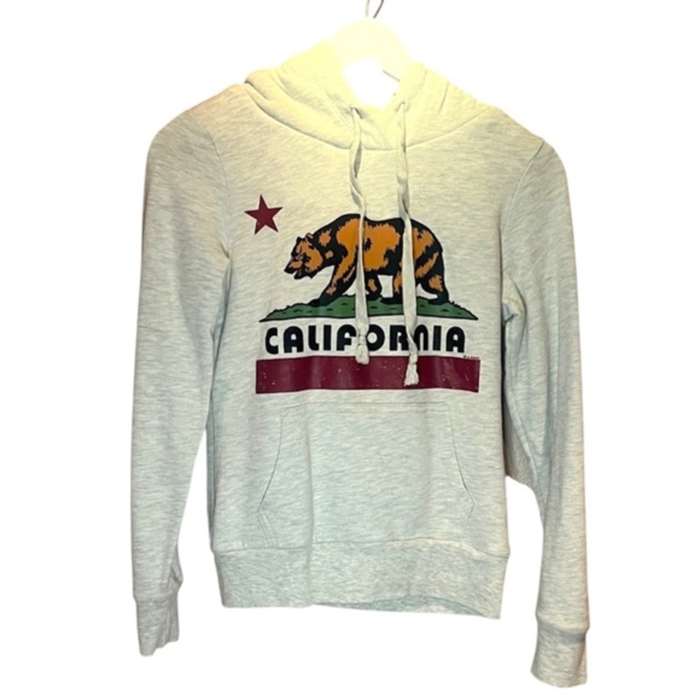 California Women’s Sherpa Lined Hoodie Sweatshirt Size Small Bear Flag